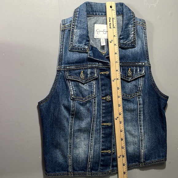 Jessica Simpson blue pixie denim vest size S - Picture 3 of 6